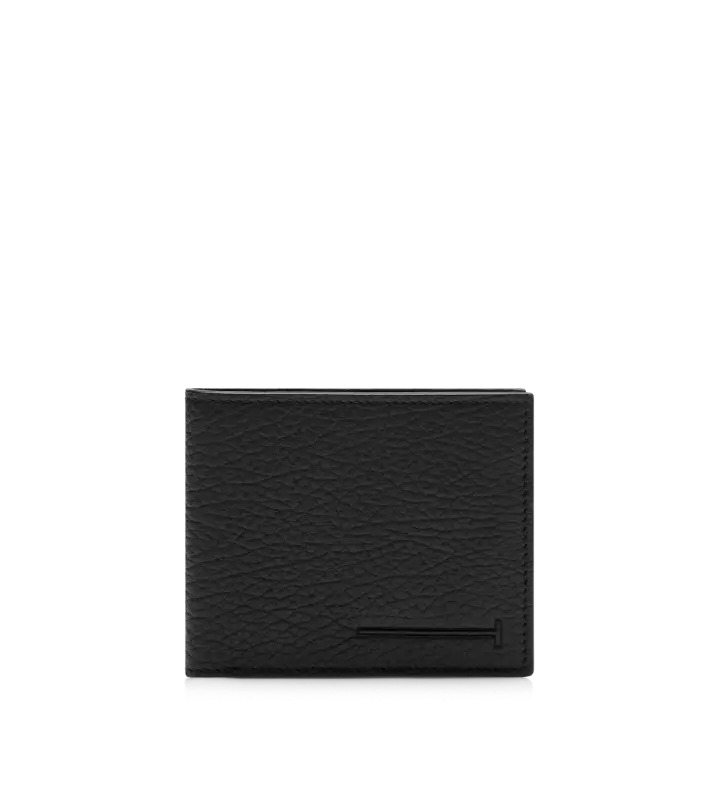 PRINTED DEER LEATHER ELONGATED T LINE CLASSIC BIFOLD WALLET BLACK online